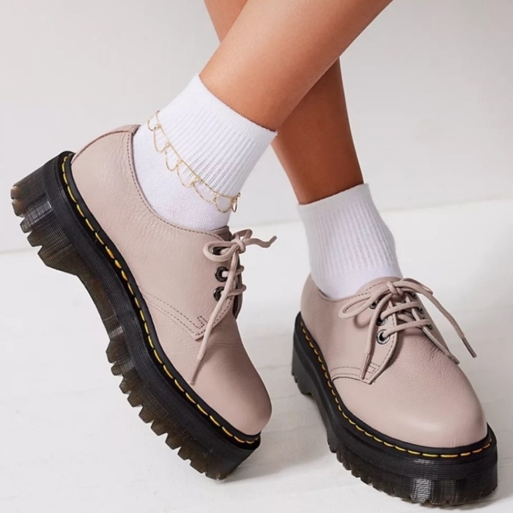 Dr. Martens 1461 II Pisa Leather Platform Lace Up Shoes in Vintage Taupe 38 (8) - Picture 5 of 6